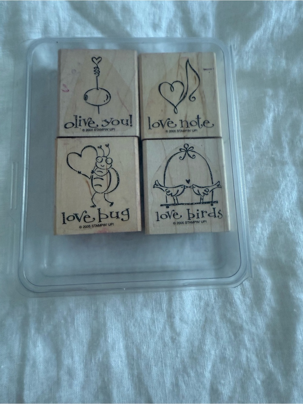 Stampin' Up! Wood Love-Themed Stamp Set in Natural Wood and Black- olive you
